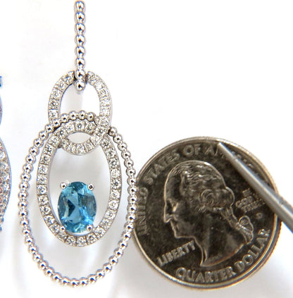 3.52ct natural blue aquamarine diamonds dangle earrings 14kt Dangle Loops