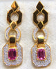 2.94ct Natural Pink Sapphire Diamond Dangle Earrings 14kt. Vivid Prime