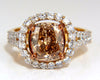 GIA certified 2.99ct Fancy Brown Yellow Diamond ring Halo Cluster 18kt