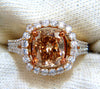 GIA certified 2.99ct Fancy Brown Yellow Diamond ring Halo Cluster 18kt