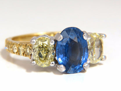 GIA Certified 5.42ct Natural No Heat Sapphire Yellow Diamonds Ring 18kt unheated
