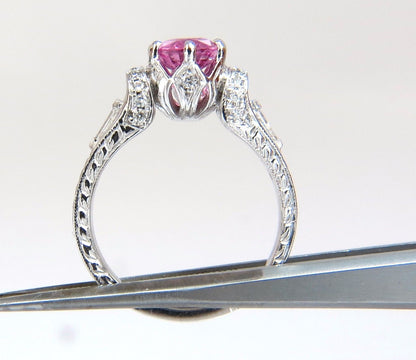 GIA Certified 1.90ct Natural No Heat Pink Sapphire Diamonds Ring 14kt