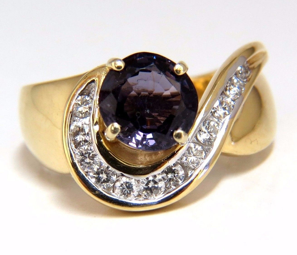 Purple Sapphire Ring- Untreated 1.85 ctw Ceylon Purple Sapphire Ring with  Diamond Halo in 14k white gold (SPR-129)