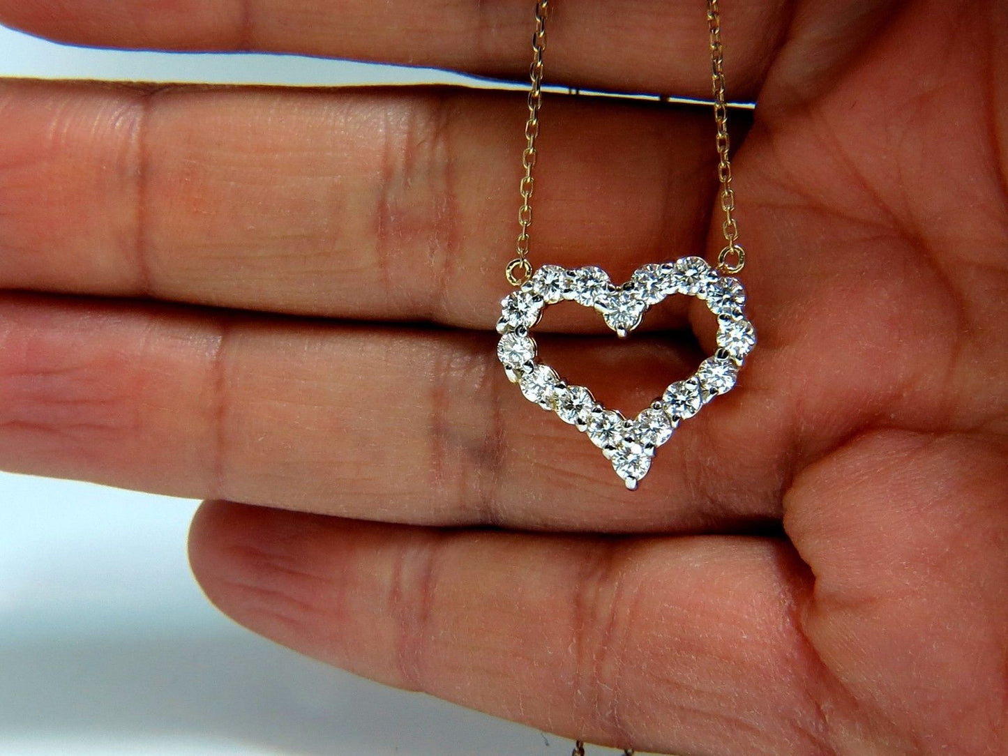 1.64ct diamonds open heart necklace 14kt g/vs