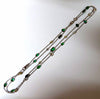 9ct natural emerald & diamond station link yard necklace 14kt / Double Wrap