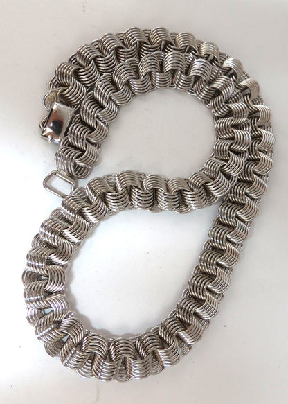 925 Sterling Silver 16 inch Reversible Coil Linked Necklace