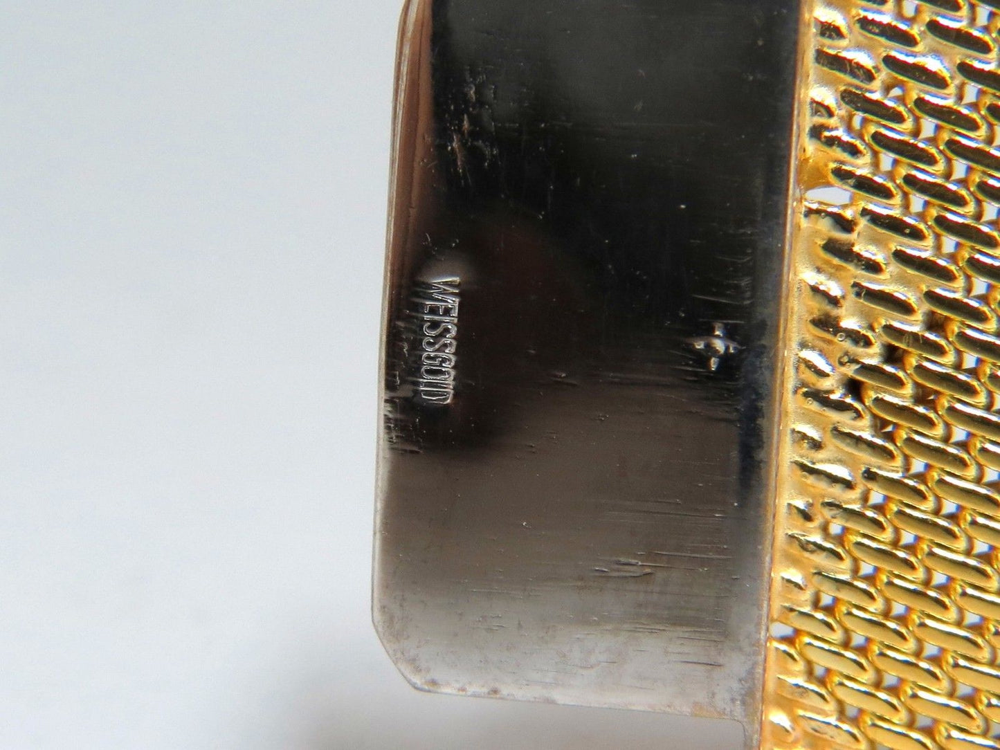 14kt. Gold Wide Mesh Spade Onlay Bracelet Cuff 80 Gram