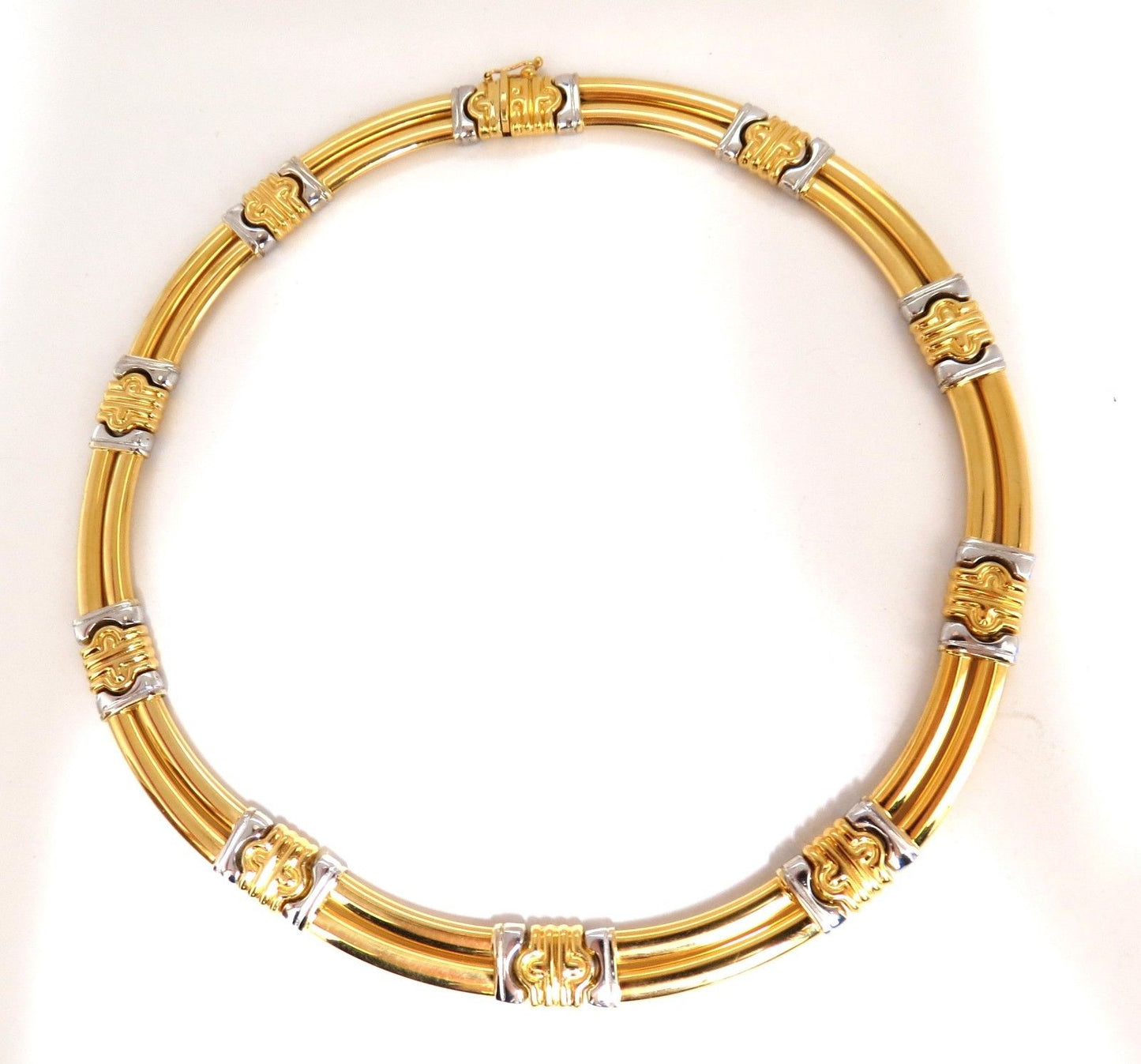 18kt Gold Byzantine Deco Link Necklace Two toned