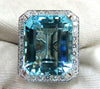 GIA Certified 42.01ct Natural "Blue" Aquamarine diamonds ring Vivid 18kt Freedom