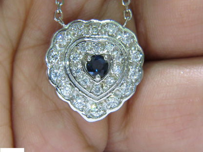 1.25CT NATURAL SAPPHIRE DIAMOND CLUSTER NECKLACE 14KT