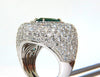 17.60CT 18K NATURAL FINE GREEN EMERALD DIAMOND 3D PUFFED DOME DECO RING