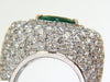 17.60CT 18K NATURAL FINE GREEN EMERALD DIAMOND 3D PUFFED DOME DECO RING