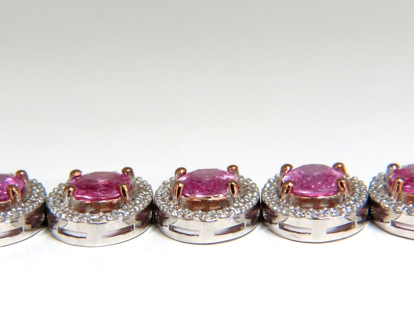 27.47ct natural Vivid Pink Sapphire diamond bracelet 14kt g/vs pink halo prime