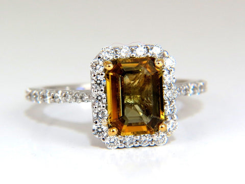 2.60ct natural vivid golden sapphire diamonds ring 14kt halo classic