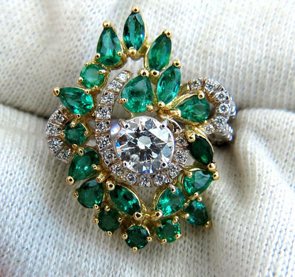 GIA certified 4.06ct. Emerald & Diamonds Cocktail Cluster ring 18kt