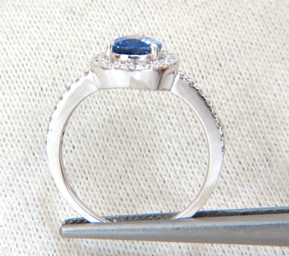 1.98ct natural sapphire diamonds halo pear ring 14kt