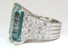 GIA Certified 28.26ct Natural Aquamarine diamonds ring Vivid 14kt
