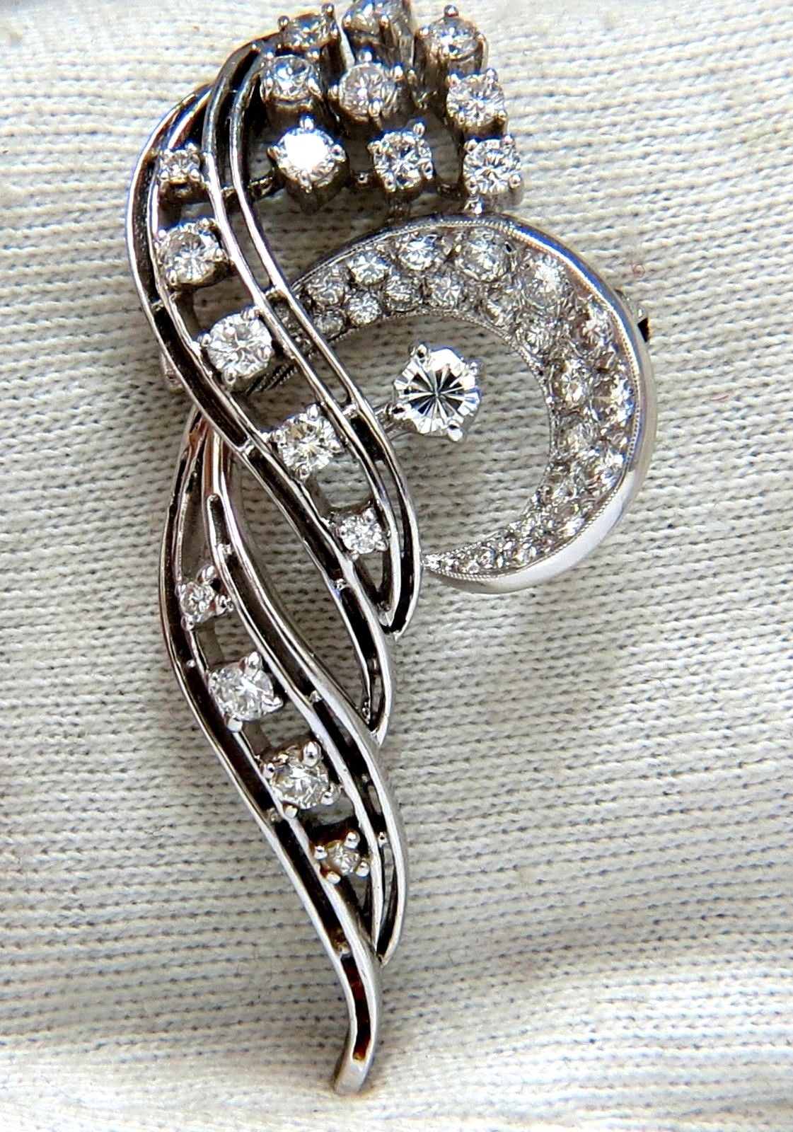 2.00ct Diamonds cluster brooch pendant pin Platinum Estate Cluster Cocktail