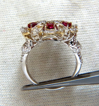 18kt Natural Fancy color Diamond Ruby Cocktail Cluster ring