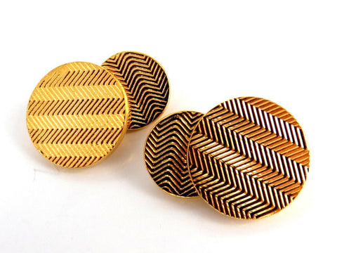 14kt 3D circular double textured Gold cufflinks