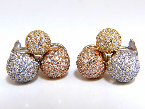 3.70ct Ball Cluster Bead Set diamonds Clip Earrings 18kt