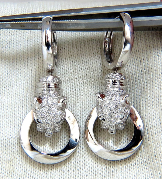 1.00ct Panther Hoop Dangle Diamond Earrings 18kt