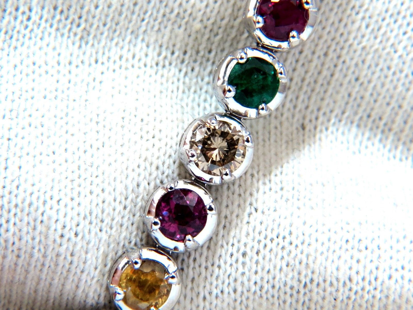 10.30ct natural ruby emerald sapphires diamond tennis bracelet 14kt gem line