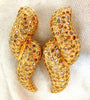 11ct. Natural Fancy Yellow Multicolor Diamond Swirl Dome Clip Earrings 14 karat