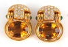 22.50ct Natural Yellow Citrine Diamonds Dangle Earrings 18kt