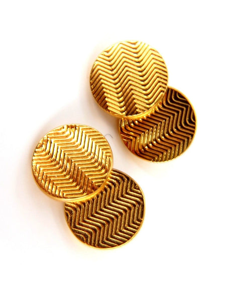 14kt 3D circular double textured Gold cufflinks tread lines