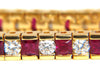7.20ct Natural Ruby Diamonds Alternating Channel Line Bracelet 14 Karat