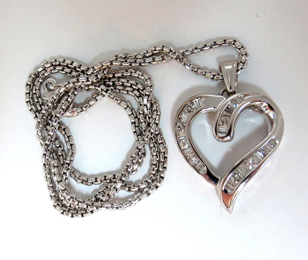 .50ct Open Heart Rounds & Baguettes Diamond Necklace 14 karat