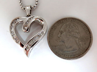.50ct Open Heart Rounds & Baguettes Diamond Necklace 14 karat