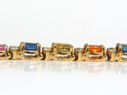 7.80ct. Natural Sapphire Diamonds Bracelet Multicolor 14 Karat