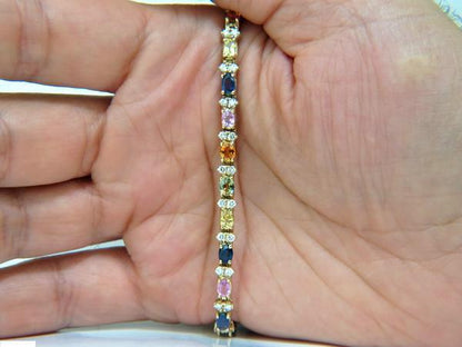 7.80ct. Natural Sapphire Diamonds Bracelet Multicolor 14 Karat