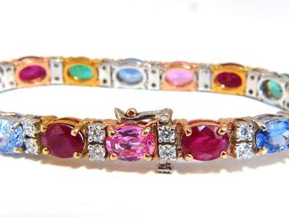 22.90ct natural sapphires emeralds ruby diamond tennis bracelet 14 karat