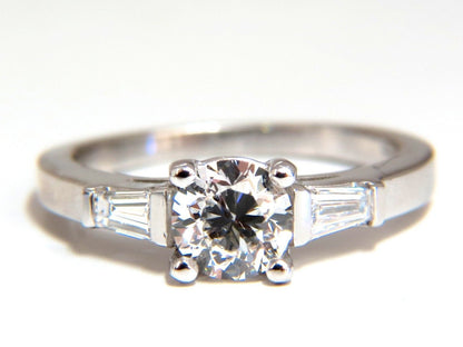 GIA Certified .90ct + .36ct Round Diamond Engagement Ring Platinum