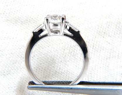 GIA Certified .90ct + .36ct Round Diamond Engagement Ring Platinum