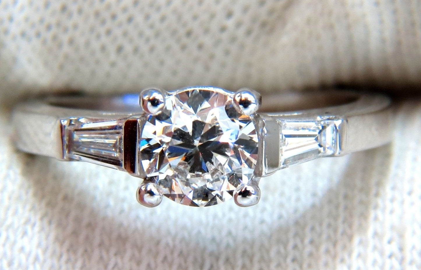 GIA Certified .90ct + .36ct Round Diamond Engagement Ring Platinum