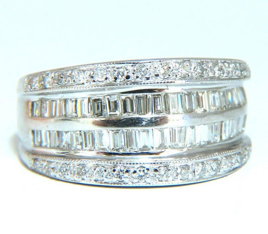 1.70ct Natural Baguette & Rounds Diamonds Band 18 Karat 4-row sandwich deck