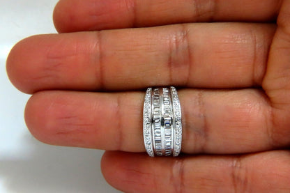 1.70ct Natural Baguette & Rounds Diamonds Band 18 Karat 4-row sandwich deck