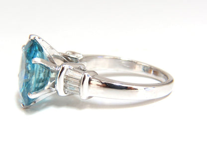 7.66ct Natural Indigo Blue zircon Diamonds Ring 14kt