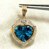 15.33ct Natural Heart Blue Topaz Diamonds Pendant 14 Karat