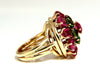 10.50ct Natural Pink Green Tourmaline Ring Ballerina Gypsy Cluster Cocktail 14Kt