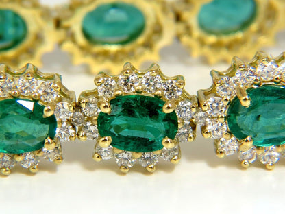 30.26CT NATURAL ZAMBIA VIVID GREEN EMERALD DIAMONDS BRACELET 8.5 INCH