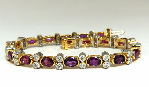 12.90ct Natural Ruby Diamonds Bracelet 14 Karat Two Toned