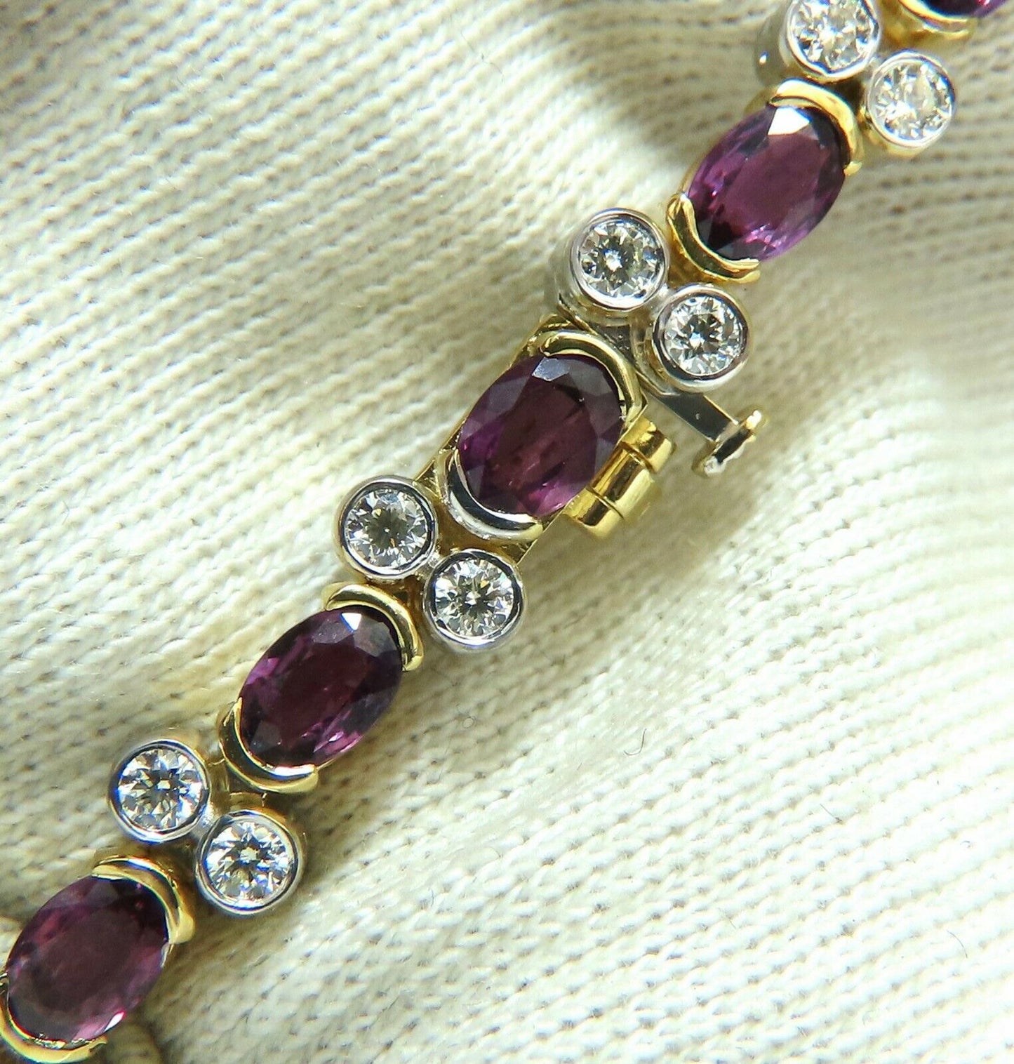 12.90ct Natural Ruby Diamonds Bracelet 14 Karat Two Toned