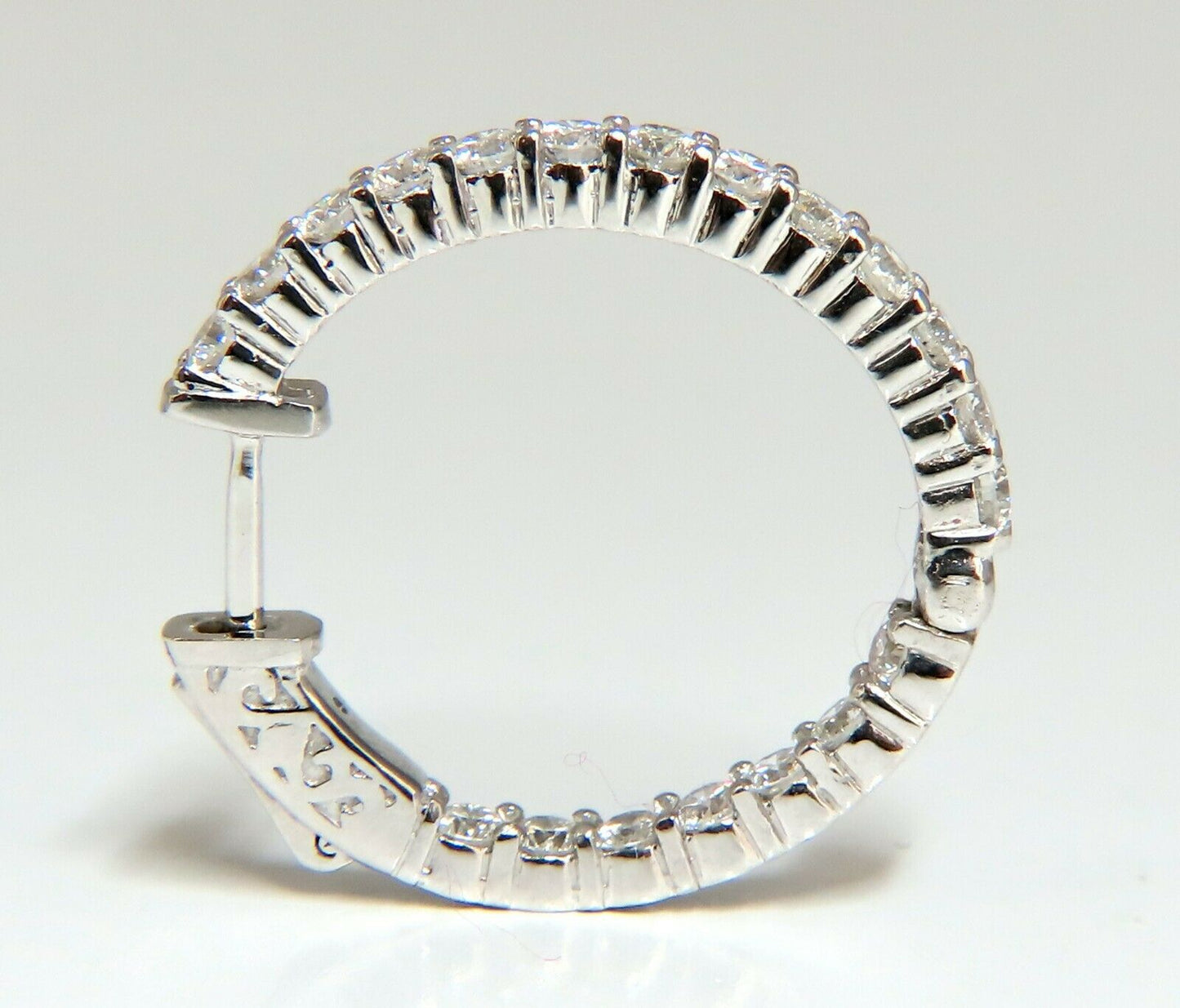 2.34ct natural round diamonds inside out hoop earrings button 14 karat