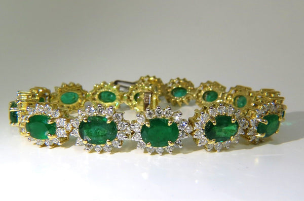22.50CT NATURAL EMERALDS DIAMONDS BRACELET 18KT G/VS ZAMBIAN VIVID