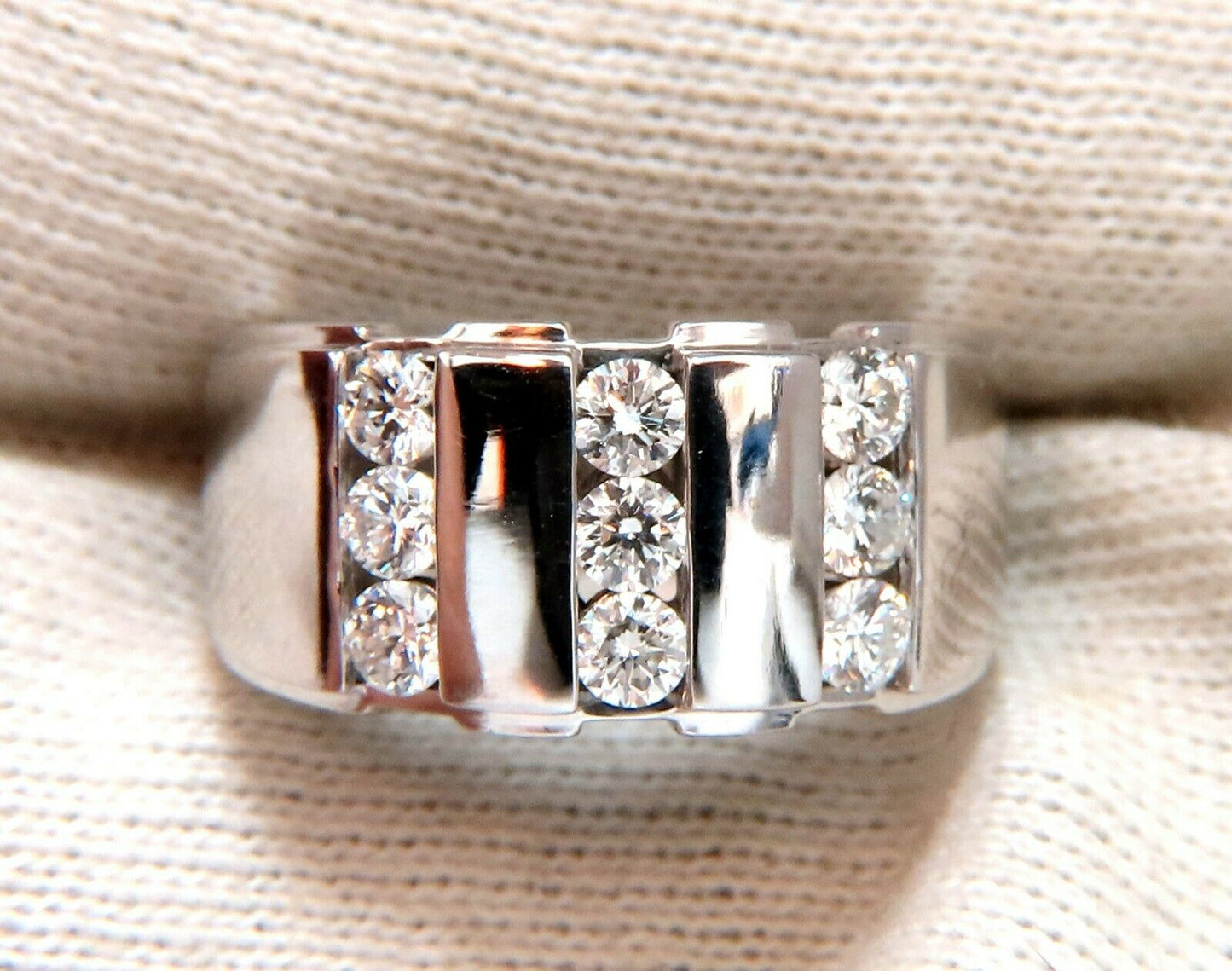 1.05ct Natural Round cut Diamonds mens band 14kt Channel (9) Comfort Fit